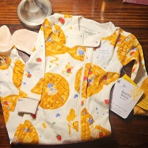 NWT Burt's Bees Baby Waffle and Strawberry Pajamas